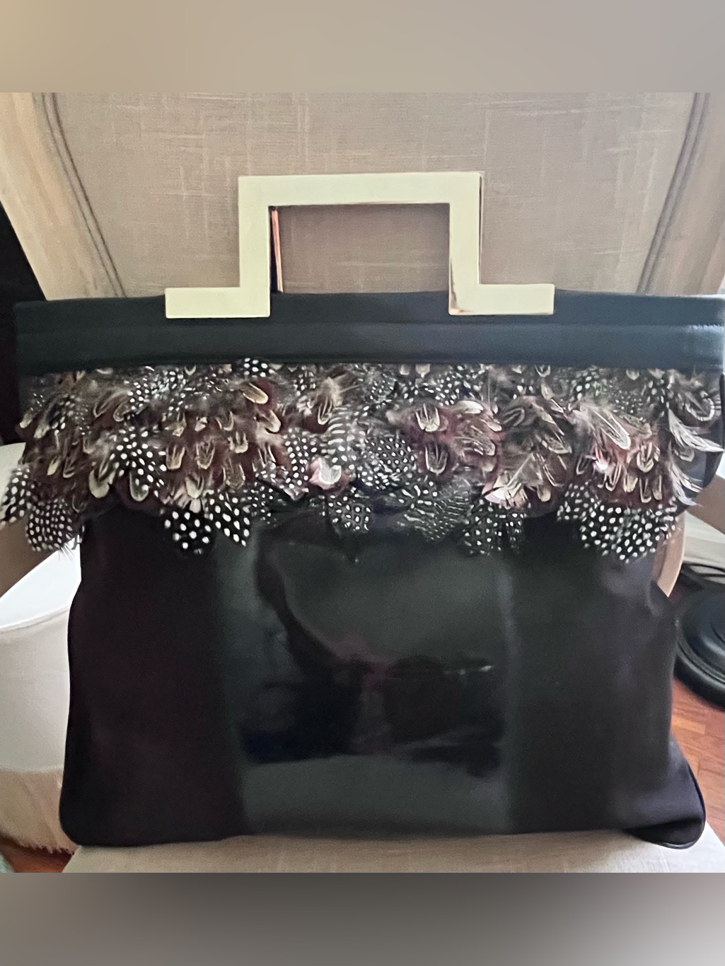 Tre Vero Exotic Limited Edition Italian Made Suede And Patent Leather Bag.